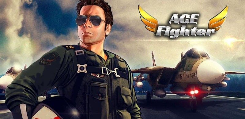 Caça a jato em combate aéreo no Ace Fighter.