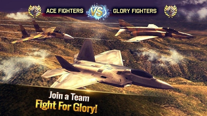 Modo de jogo em equipe no Ace Fighter.