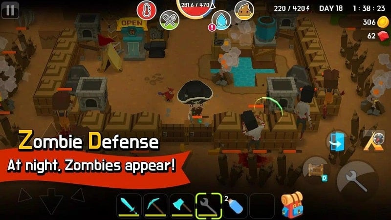 Combate contra zombis en Mine Survival