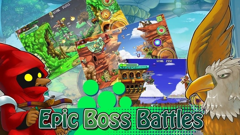 alt: Boss battle scene in Gnome More War Defense Shooter