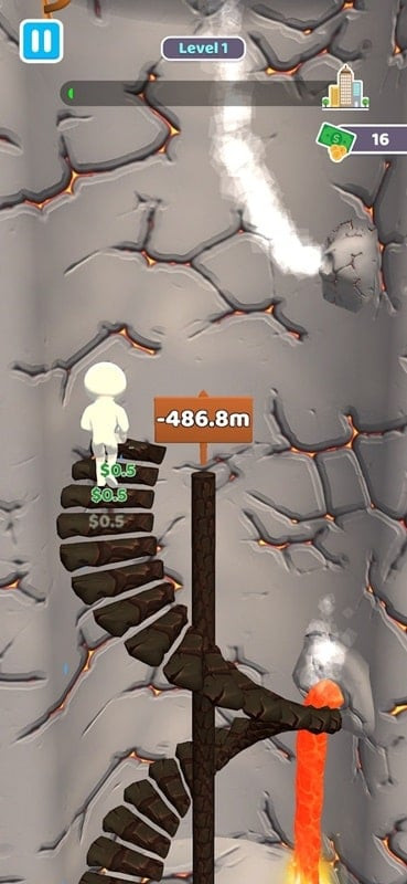 Monedas del juego y obstáculos en Climb the Stair