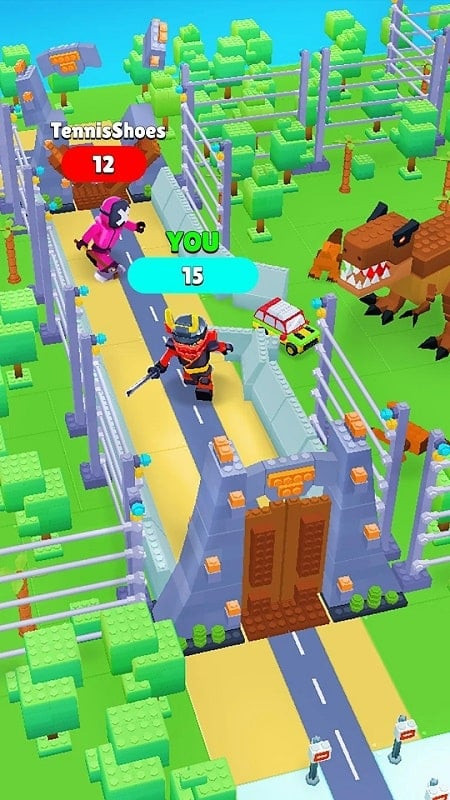 alt: Crazy Toys City gameplay screenshot showing building destruction