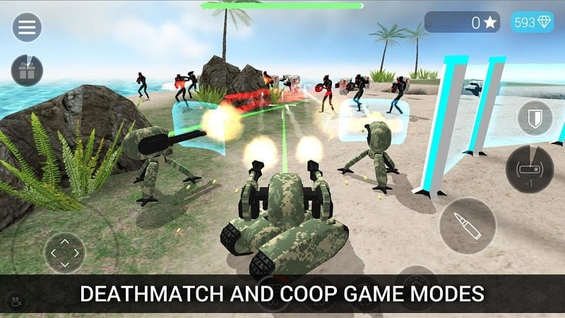 Armas y mejoras disponibles en CyberSphere: Online Shooter con el MOD APK.