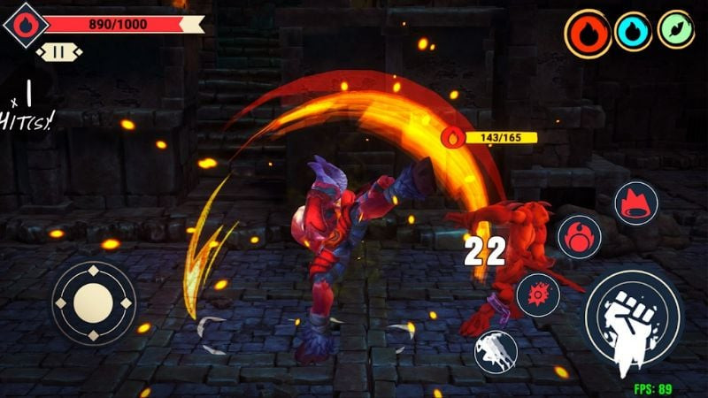 Demon Brawler: Combate y efectos visuales