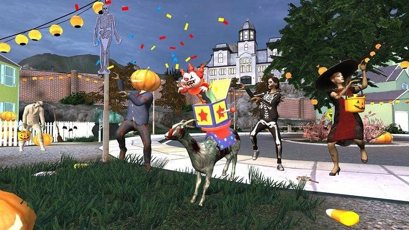 Captura de pantalla de Goat Simulator GoatZ: una cabra atacando a un zombi