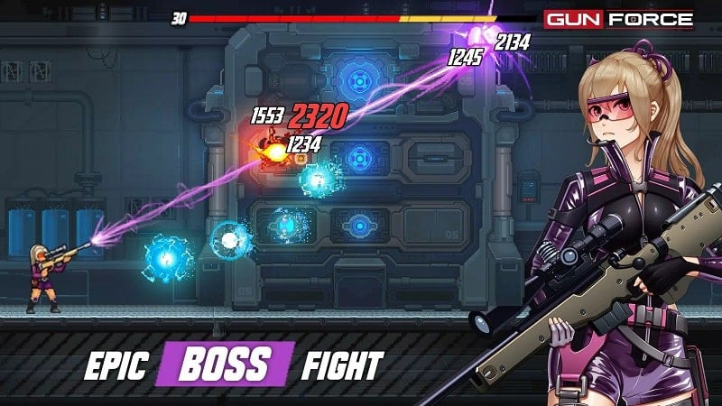 Captura de pantalla del juego Gun Force mostrando la intensa acción