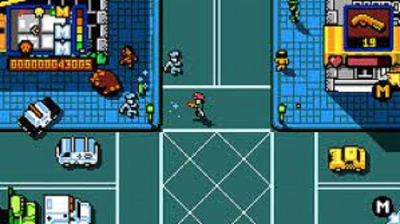 alt: Retro City Rampage DX screenshot showcasing the game's pixel art style and characters