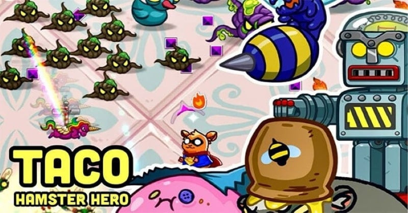 Hámster Taco en la pantalla principal de Taco Hamster Hero