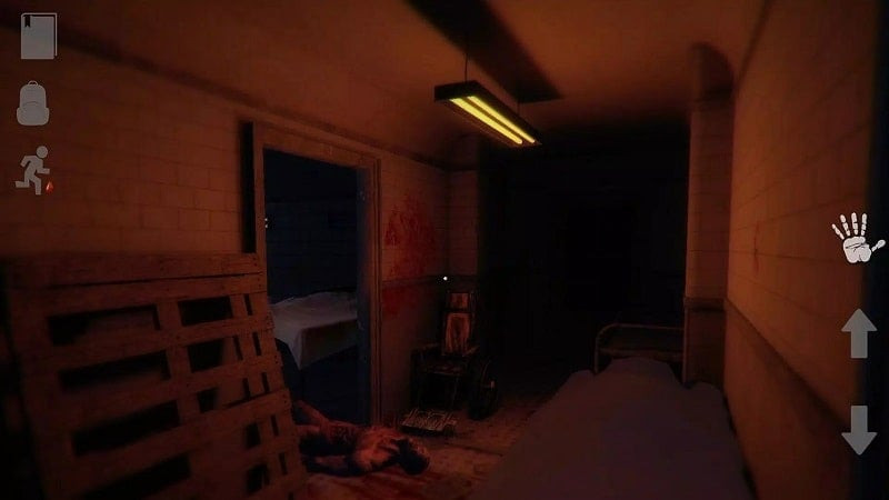 alt text: A screenshot from Mental Hospital V highlighting the game's use of lighting and shadows to create a sense of fear and suspense.