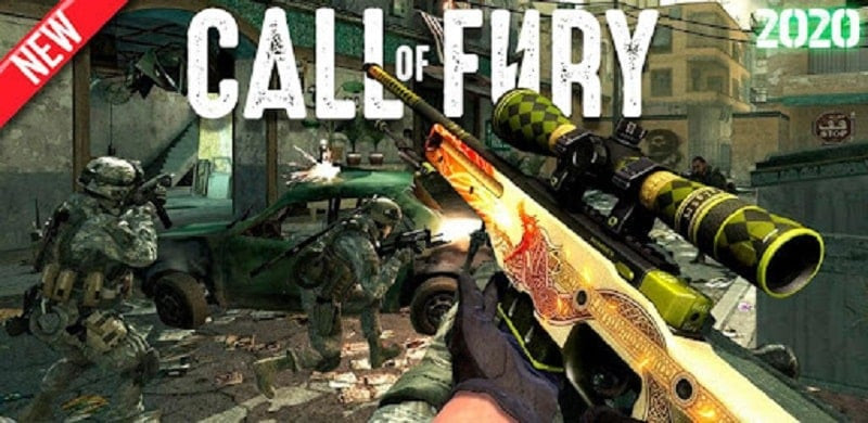 Ecrã de título do jogo Call of Fury num dispositivo móvel