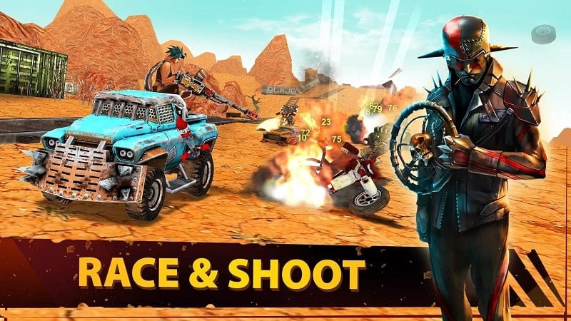 Coches con armas en Dead Paradise Car Race Shooter.