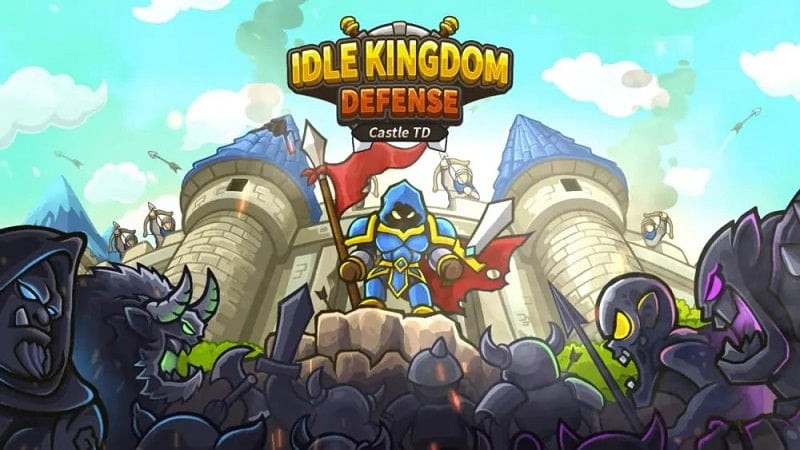 Captura de pantalla de Kingdom Defense: Idle TD Game con el reino bajo ataque