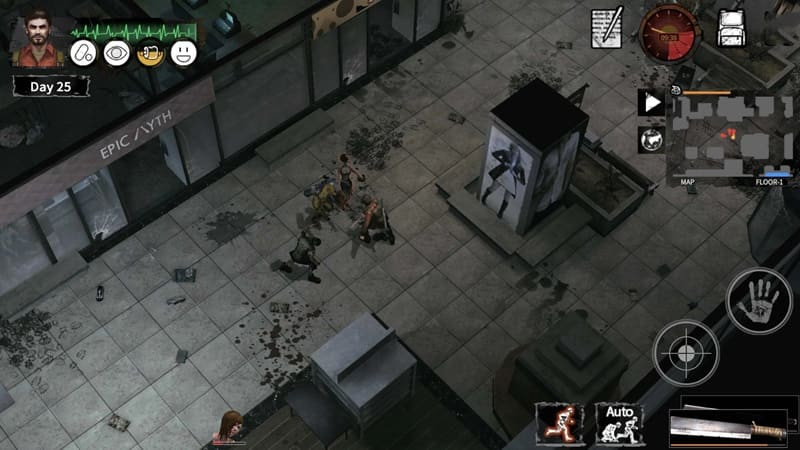 alt text:  Screenshot from Delivery From the Pain depicting a zombie encounter