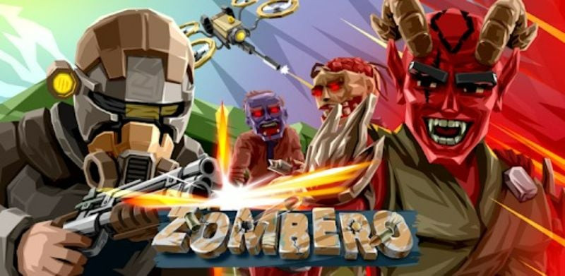 Tela inicial do jogo Zombero com personagem segurando pistolas duplas