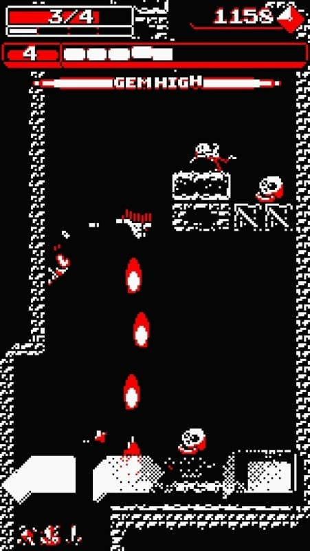 Pantalla de mejoras en Downwell MOD APK