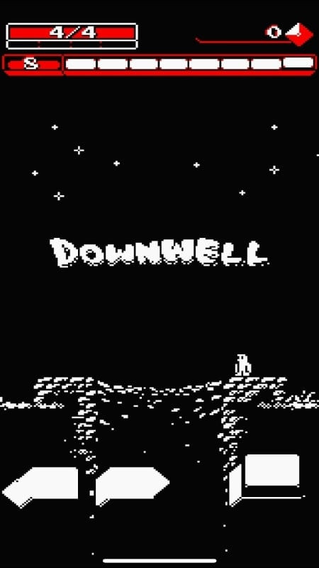 Interfaz de juego de Downwell con salud infinita