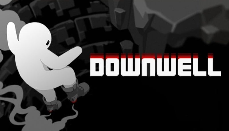 Personaje de Downwell cayendo en el pozo