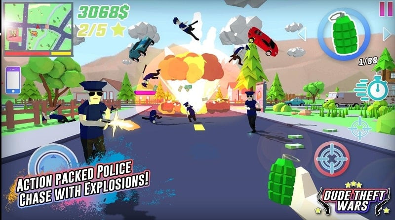 Jogabilidade de Dude Theft Wars com MOD