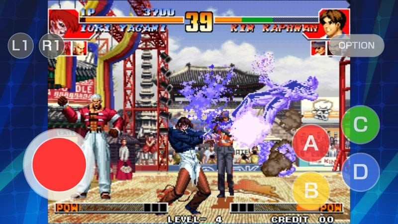 Selección de personajes en KOF 97 ACA NEOGEO MOD APK