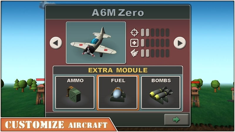 Interface do Sky Aces 2 Mod no Android