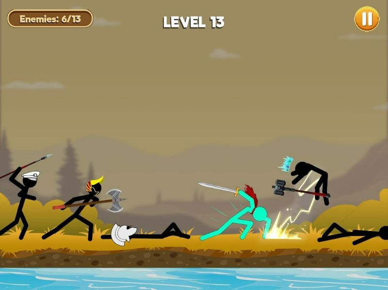 Stickman Battle en diferentes entornos