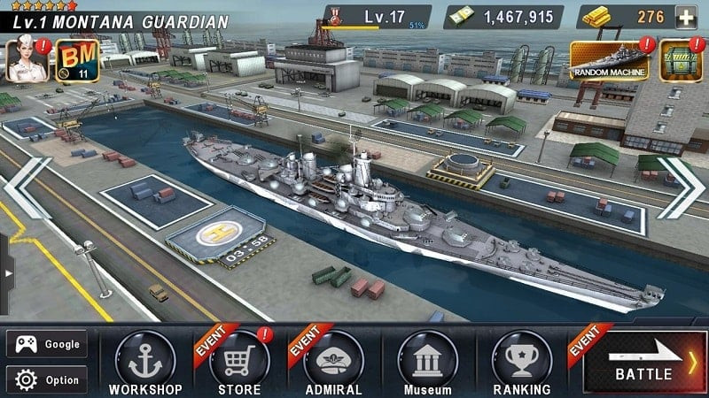 Controles de Warship Battle MOD APK