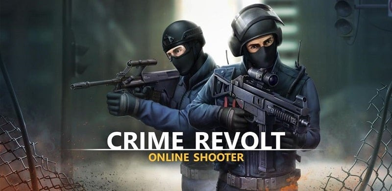 Captura de pantalla de Crime Revolt Online mostrando un intenso tiroteo