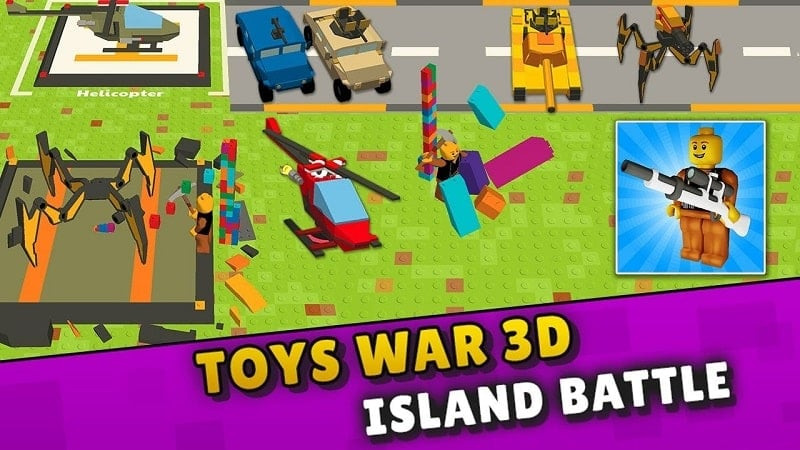 Soldados de brinquedo atacando uma base em Toys War 3D.