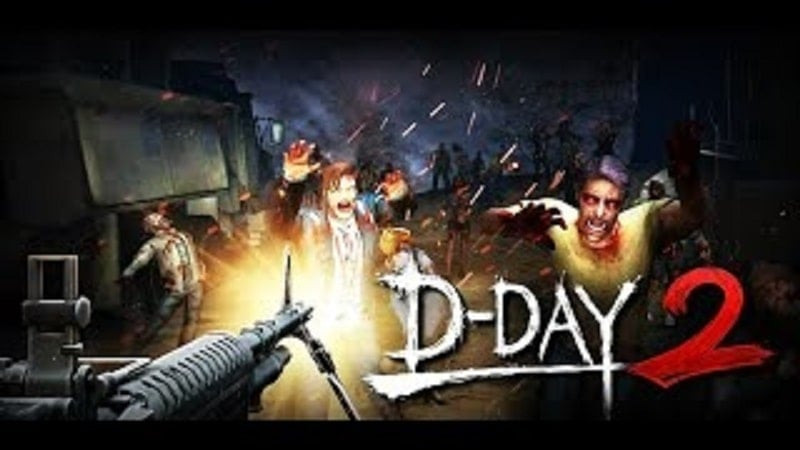 Disparos intensos contra zombis en Zombie Hunter D-Day2.