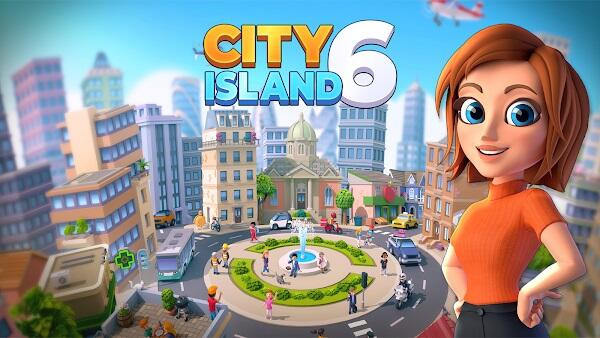 City Island 6 gameplay screenshot showing various buildings and islands.