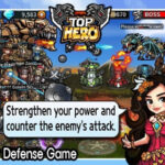 alt: Screenshot of Top Hero - Tower Defense gameplay showing heroes battling enemies.