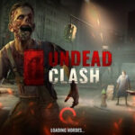 alt text: Undead Clash gameplay screenshot showing a character fighting off zombies