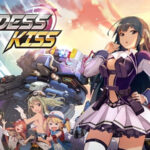 alt: Goddess Kiss main screen showing a female warrior with her robot