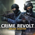 alt text: Crime Revolt Online Gameplay Screenshot showing intense firefight